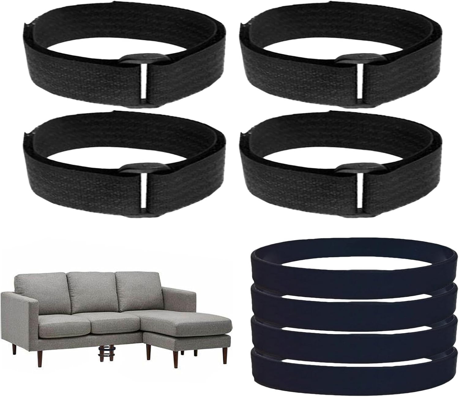 Sofa Connector Straps - Sectional Sofa Couch Connector Rings Straps, Couch Leg Connector | Keep Sectional Couch Legs Together for Sliding Sofa for Round and Square Sofa Legs