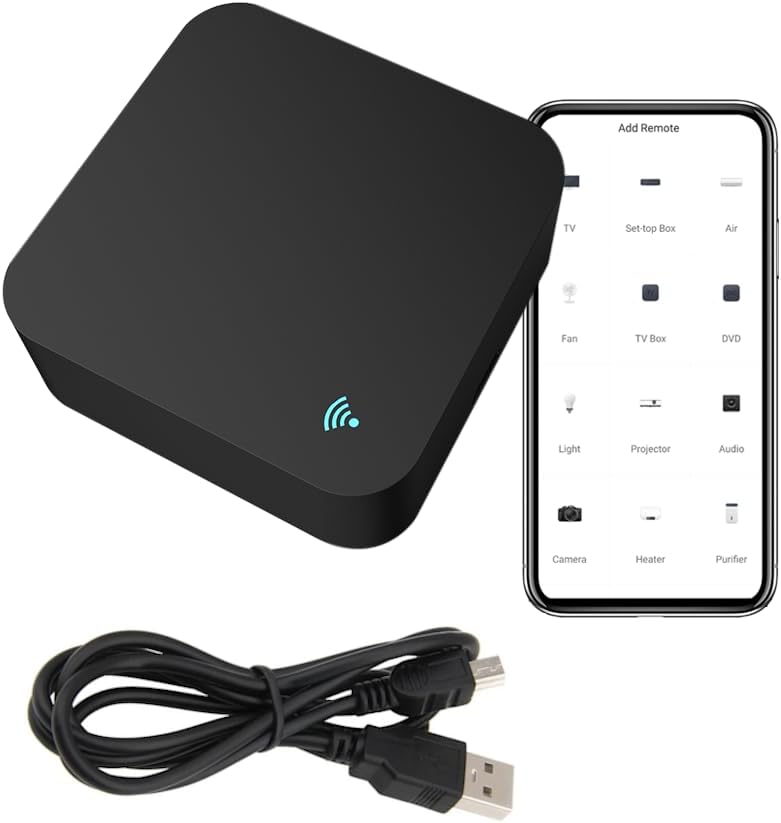 Mando Remoto Universal WiFi a Distancia Infrarrojo Compatible con Tuya. Control Remoto IR Smart Home. Alexa, Google Home, Smart Life. Controlar TV, Aire Acondicionado, Cuadrado Negro