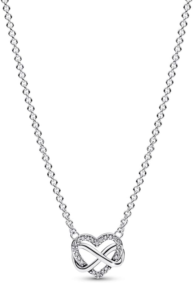 Pandora Moments 14K Gold Plated Eternity Heart Necklace with Clear Cubic Zirconia