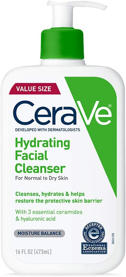 CeraVe vochtinbrengende gezichtsreiniger voor dagelijkse reiniging - droge tot normale huid, 473 ml