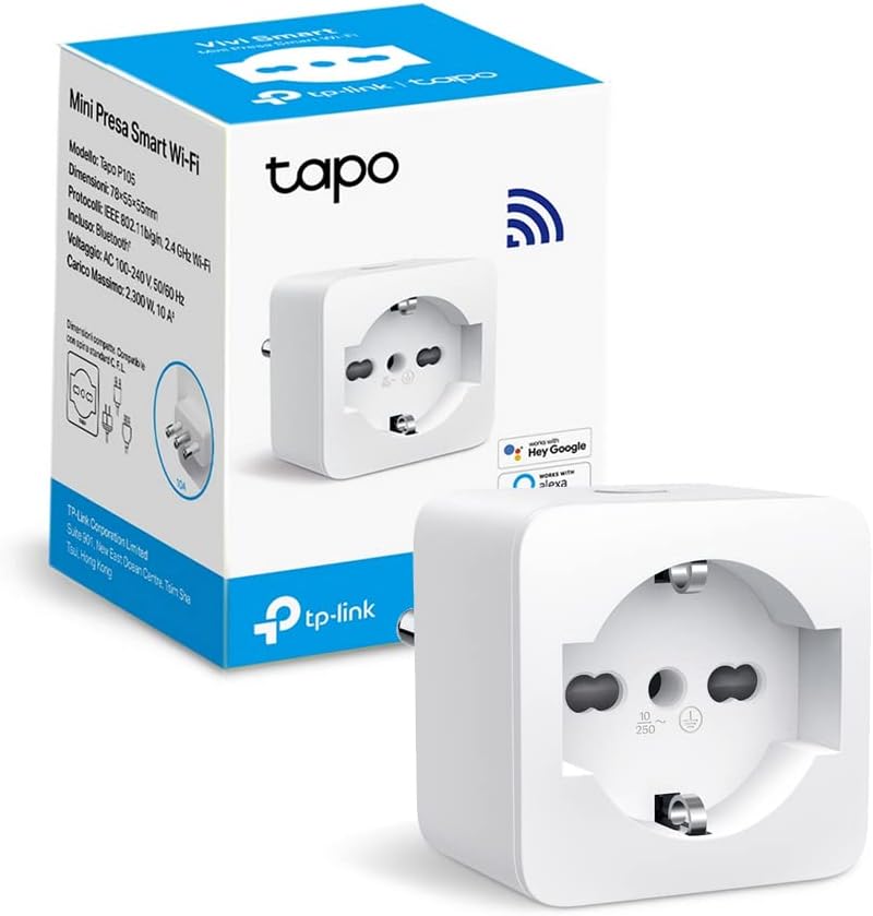 Tapo P105 - Presa Smart Italiana, WiFi Intelligente Smart Plug, Controllo Vocale, Compatibile con Alexa e Google Home, Controllo Remoto Tramite APP Tapo, Tempo di Preselezione