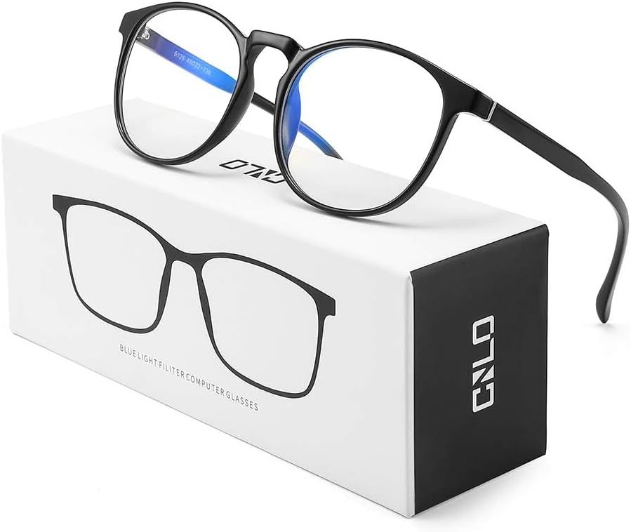 CNLO Computergamingbril, UV-bescherming, anti-oogvermoeidheid, lichtgewicht montuur, voor mannen/vrouwen, zwart
