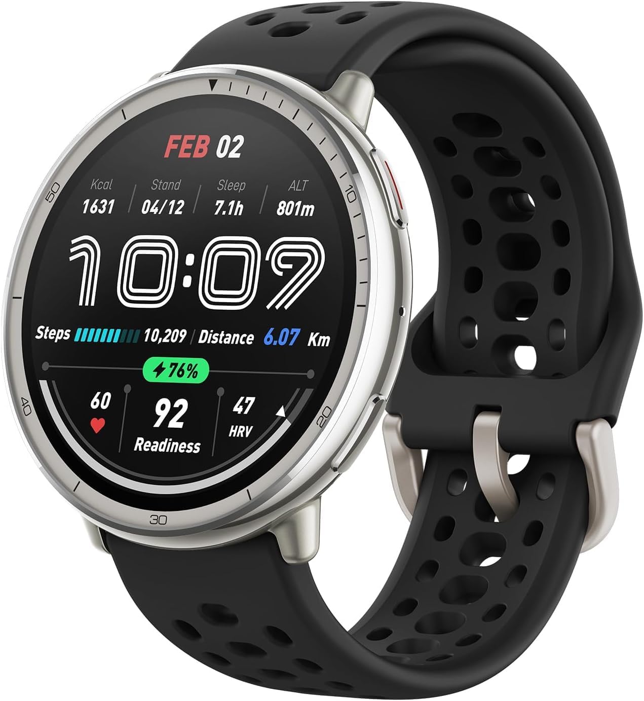 Amazfit Active 2 Smart Watch 44mm, AI, Controllo Vocale, GPS e Mappe incluse, Batteria da 10 Giorni, 160+ Modalità Sportive, Resistente allAcqua 5 ATM per Android e iPhone, Nero