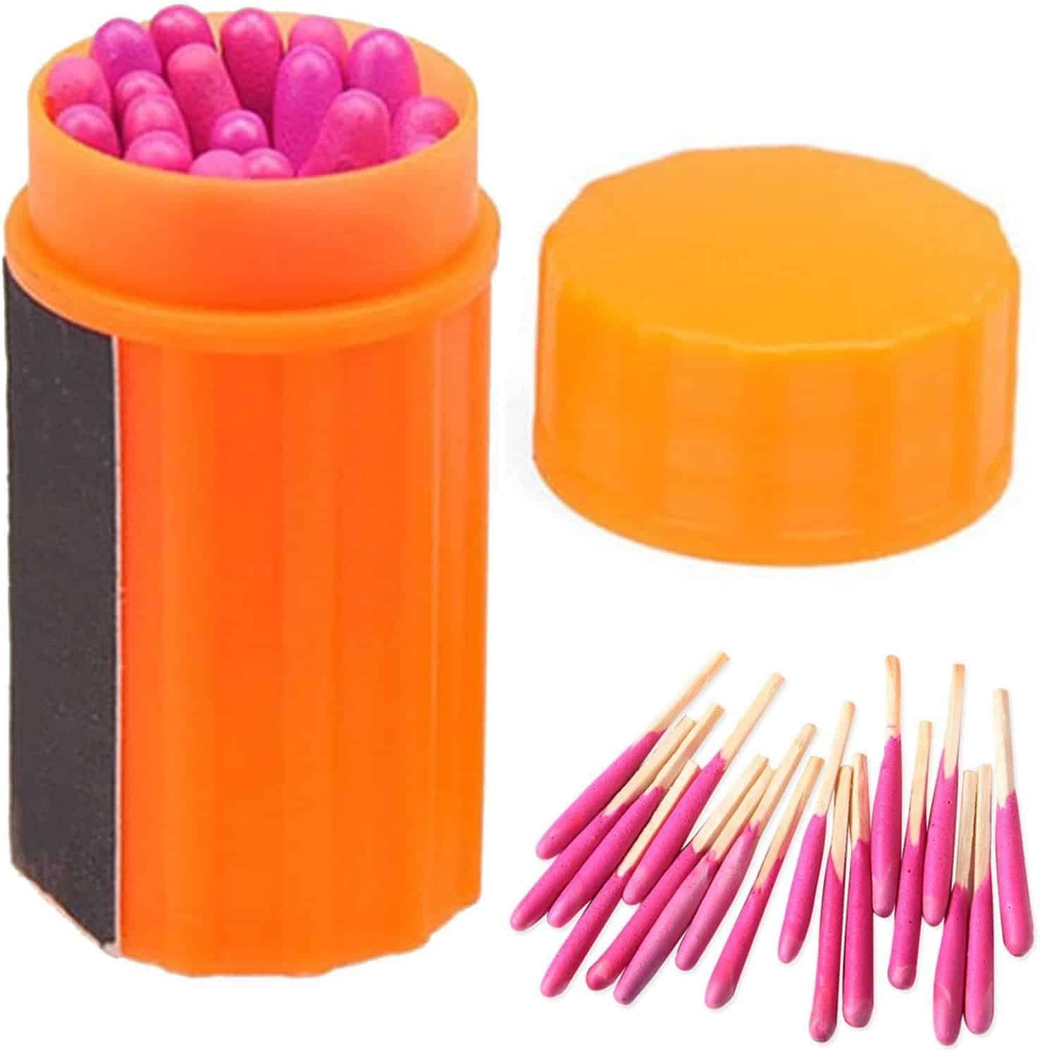 Waterbestendige overlevingslucifers, 20 stuks waterdichte lucifers, survivalkit met koffer, strike Anywhere-lucifers, voor wandelen, kamperen, outdoor, survival