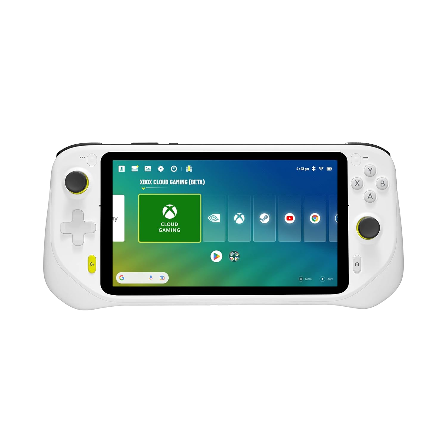 Logitech G Cloud Gaming Handheld, Portable Game Console with Long Battery Life, 7 Inch 1080p Touch Screen, Feather-Light Design, Xbox Cloud Gaming, NVIDIA GeForce NOW, Google Play - EU Plug - White