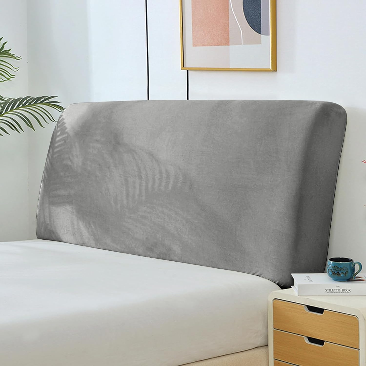 Yidaxing Housse De Tete De Lit, Extensible Housse Tête De Lit De Protection Anti-poussière, Couverture De Tête De Lit pour Chambre De Chevet Protecteurs Décoratifs, Gris Clair 120-140CM