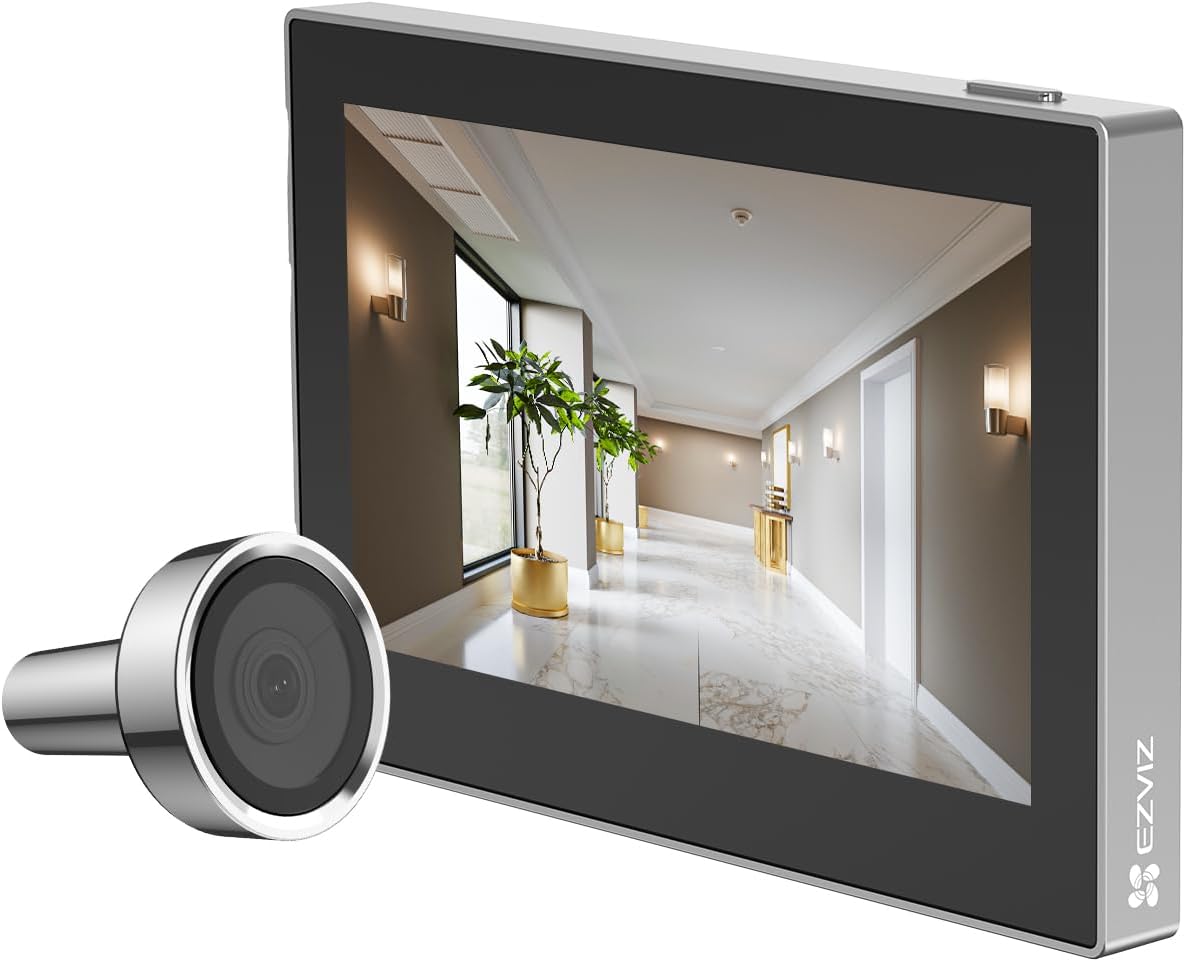 EZVIZ WLAN deurbel met 4,3 inch kleurenscherm, 2MP draadloze videodeurbelcamera met 146° brede hoek en 2200mAh batterij, 2,4GHz, weerbestendig, CP2