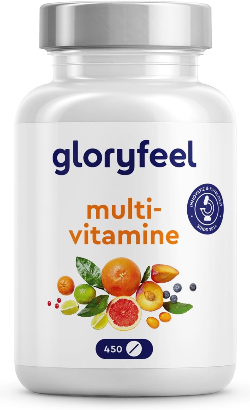 Multivitaminen en mineralen hoge dosering - 450 tabletten met alle A-Z vitamines - Calcium, Biotine, Selenium, Zink, Foliumzuur, Vitamine A, B1, B2, B3, B5, B6, B12, C, D3, E