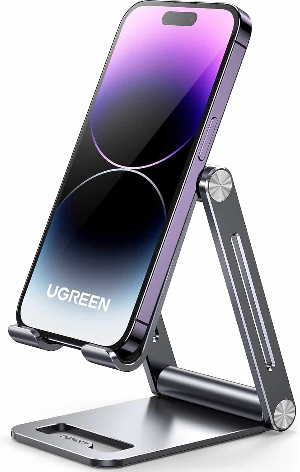UGREEN Bureau Telefoonhouder Opvouwbare Verstelbare Aluminium Standaard Telefoon Stand Compatibel met iPhone 14 Pro Max 13 12 11 SE XR, Galaxy S23 Ultra S23+ S23 S22+ S21 S20 FE, Huawei Redmi enz.