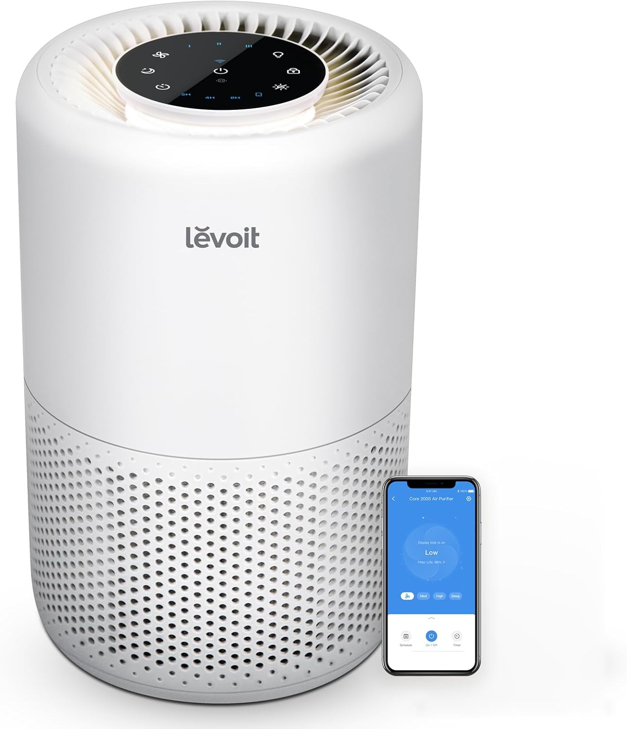 LEVOIT Slimme Luchtreiniger met WiFi en Alexa, 3-in-1 HEPA H13-filter tegen 99,97% stof pollenrook voor mensen met allergieën, CADR 170m³/u voor 35m² appartementslaapkamer, nachtlampje timer