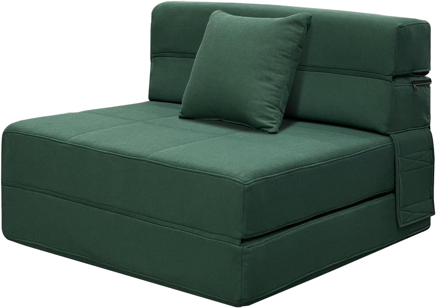 ANONER Divano Letto Futon, Divano Pieghevole Futon con Cotone di Memoria e Cuscino, Divano Letto Pieghevole Poltrona Lavabile Set, Poltrona Letto per Loft del Soggiorno, Verde Scuro