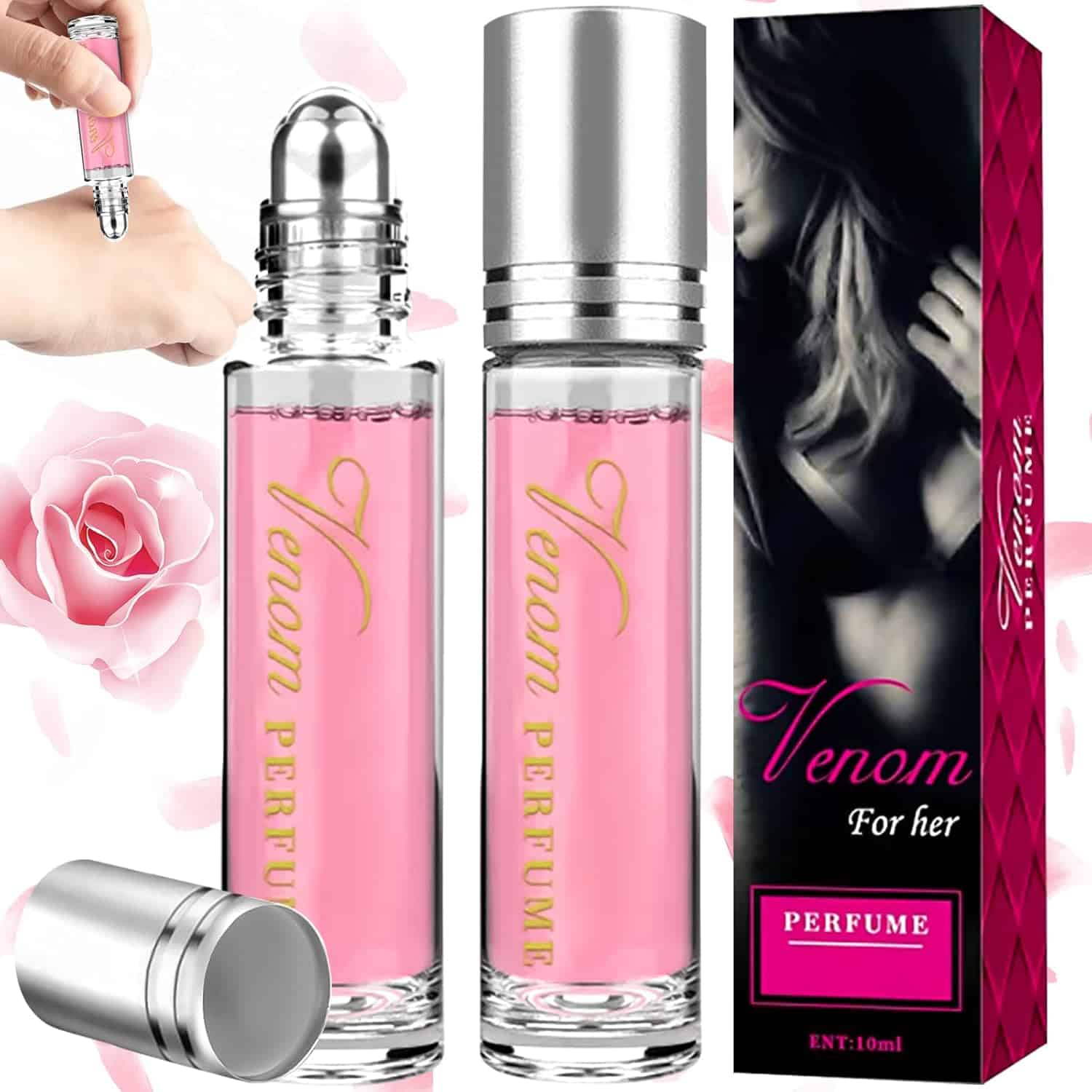 2 Piezas Perfume Feromonas Mujer, Feromonas Mujer para Atraer Hombres, Perfumes de Feromonas Mujer, Perfume con Feromonas Mujer, Roll-on Perfume para Obtén una Nota de Fragancia Duradera