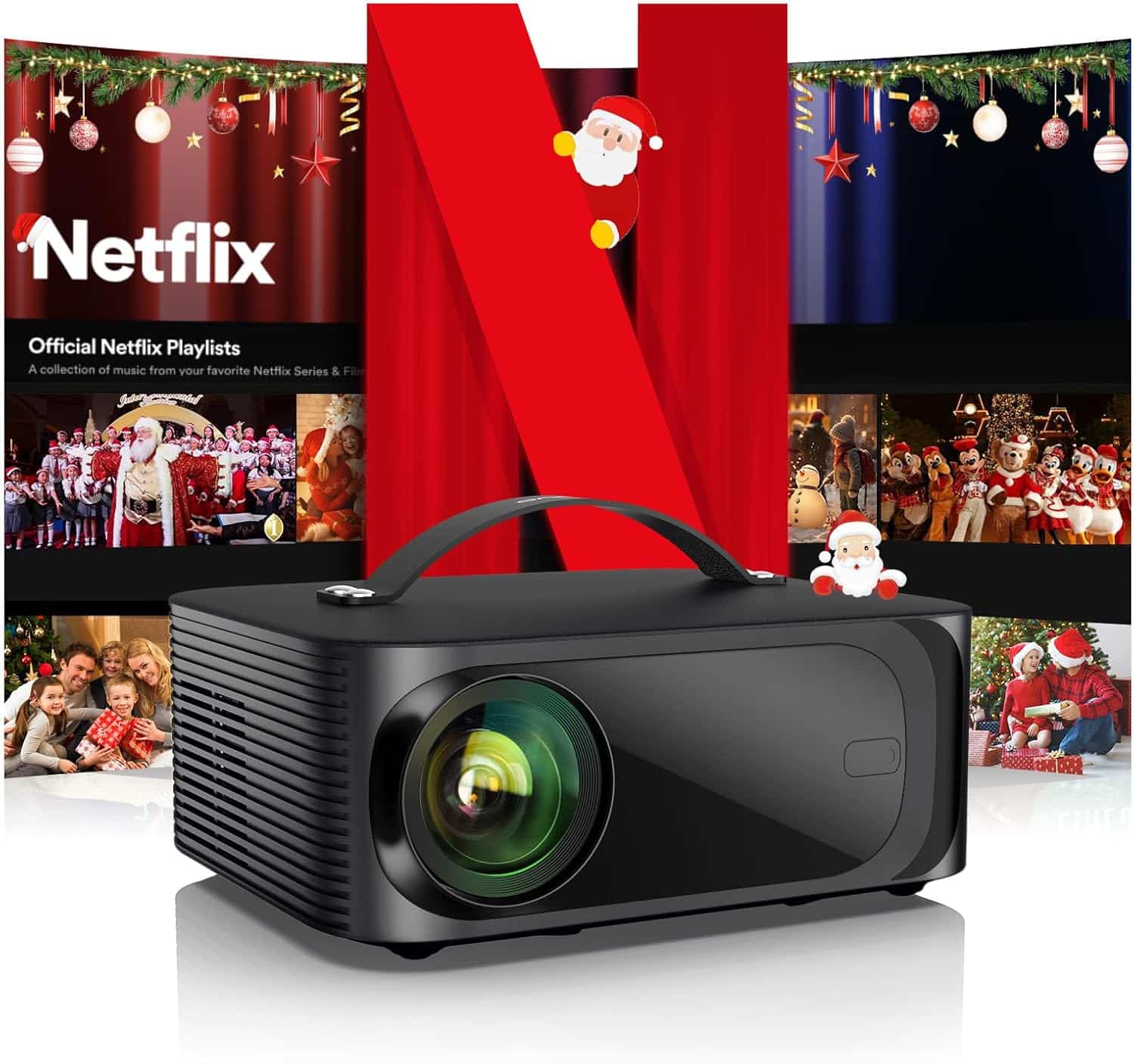 4K Official Netflix & Dolby Audio: 30000LM Remote Focus/6D Keystone Correction WiFi6 Bluetooth Smart Projector Full HD 1080P, ONOAYO Supports 4K Video Projector Home Cinema / Outdoor Mobile Phone