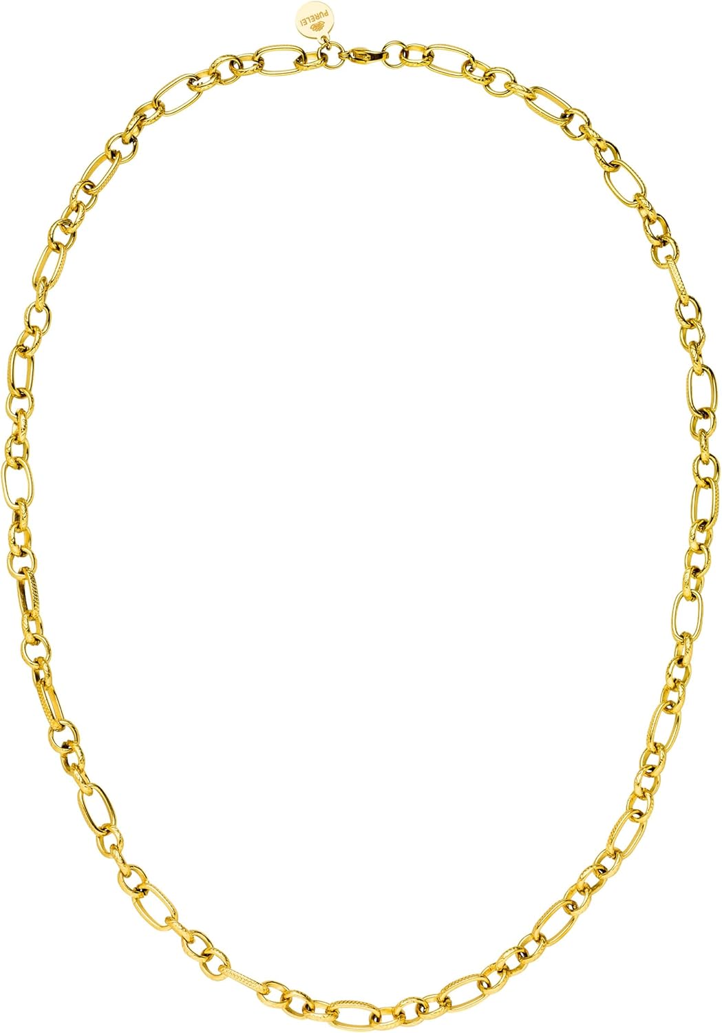 PURELEI® Fashion Show kedja (guld, silver, roséguld), damhalsband av slitstarkt rostfritt stål, vattentätt smycke med hänge, 50–55 cm längd justerbar, tyg, Ingen ädelsten