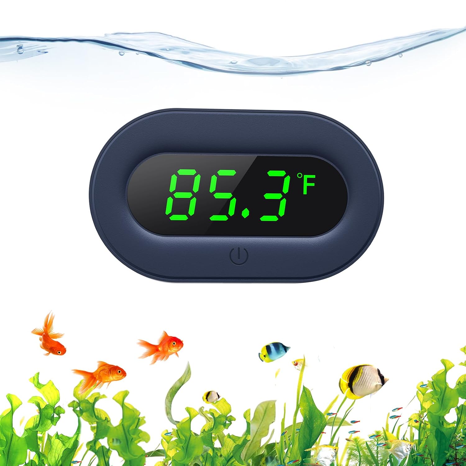 Aquarium Thermometer Digital, LED Display Fish Tank Thermometer Stick On Highly Accurate to ±0.9℉, Wireless Temperature Measurement for Fish, Betta, Aquatic, Replaceable Battery