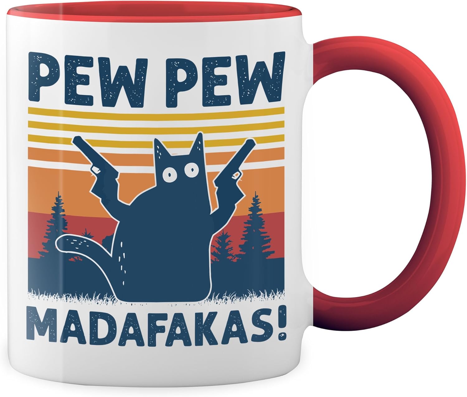 Trending new Pew Pew Madafakas Lover Vit rånar med Red Rim & handtag Mug