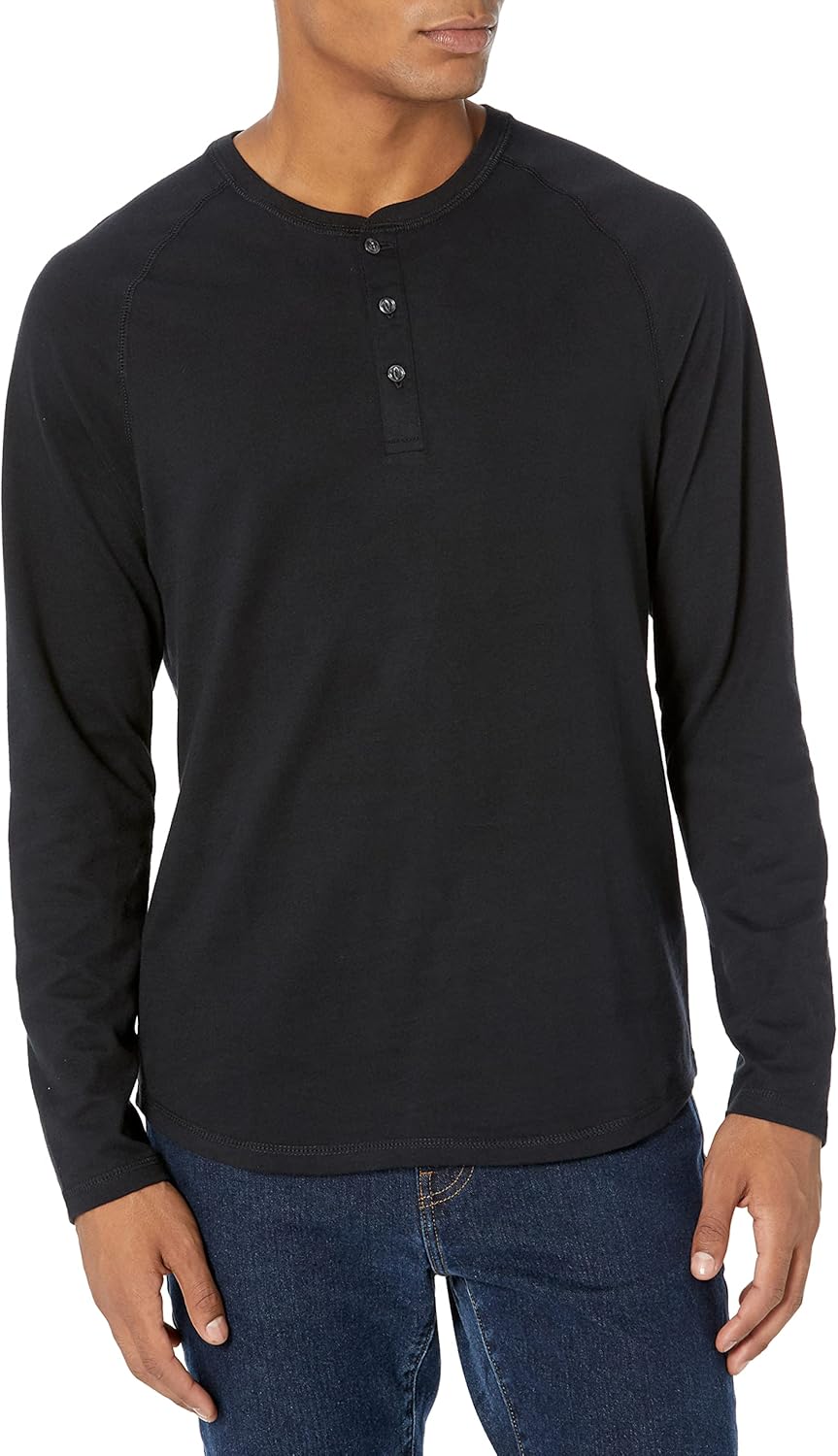 Amazon Essentials Camiseta de Manga Larga con Cuello Henley y Corte Recto (Disponible en Talla Grandes y Largos Especiales) Hombre