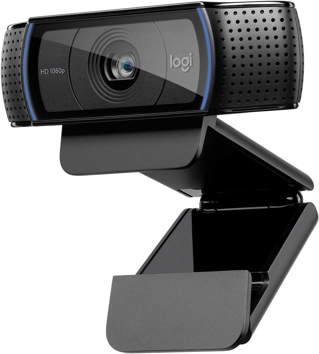 Logitech C920 HD Pro Webcam, full HD 1080p/30fps videogesprekken, helder stereogeluid, HD-lichtcorrectie, werkt met Skype, Zoom, FaceTime, Hangouts, PC/Mac/Laptop/Macbook/tablet, zwart, 1 stuk