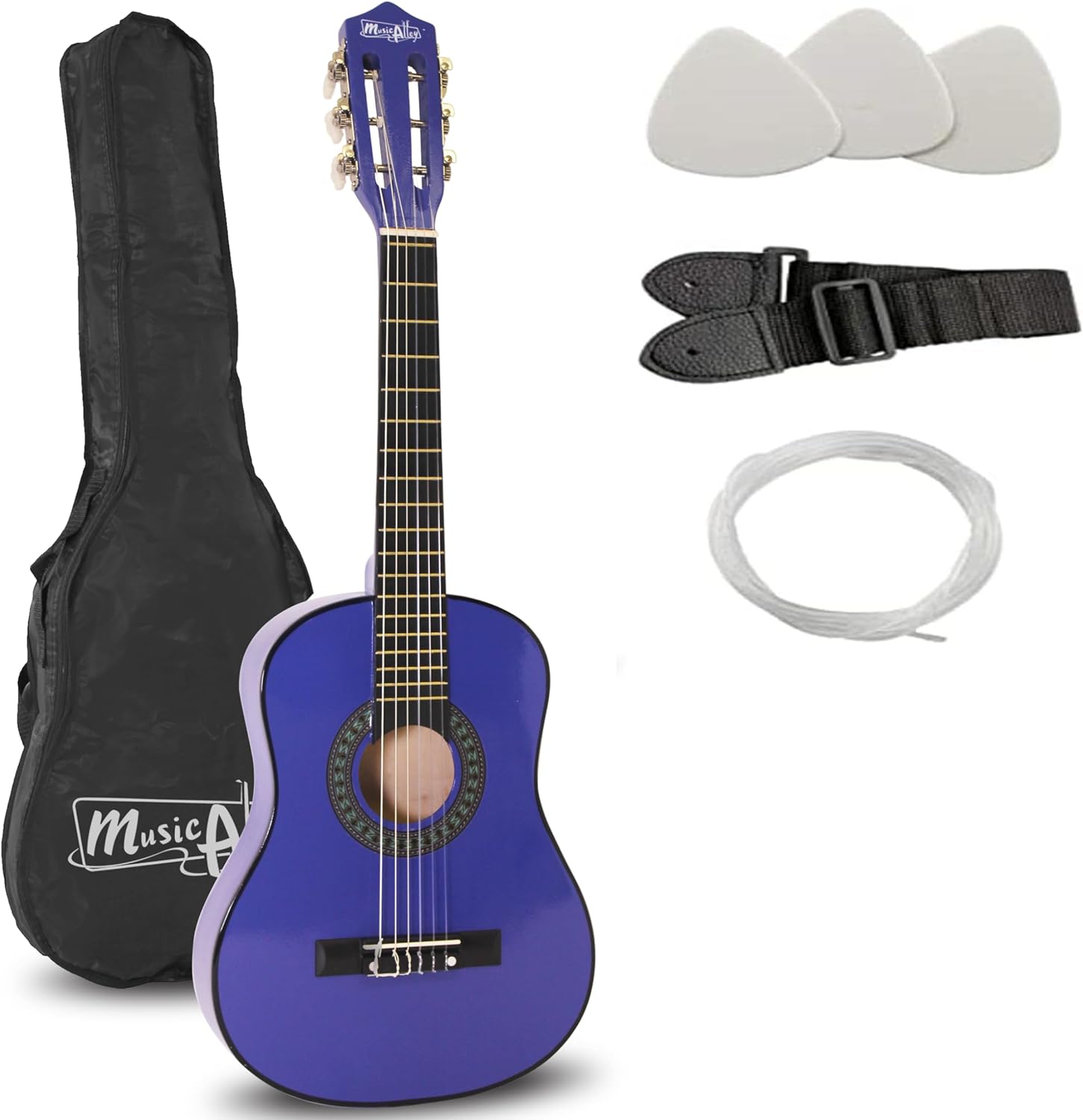 Music Alley Junior Guitarra acústica clásica de niños, color Azul