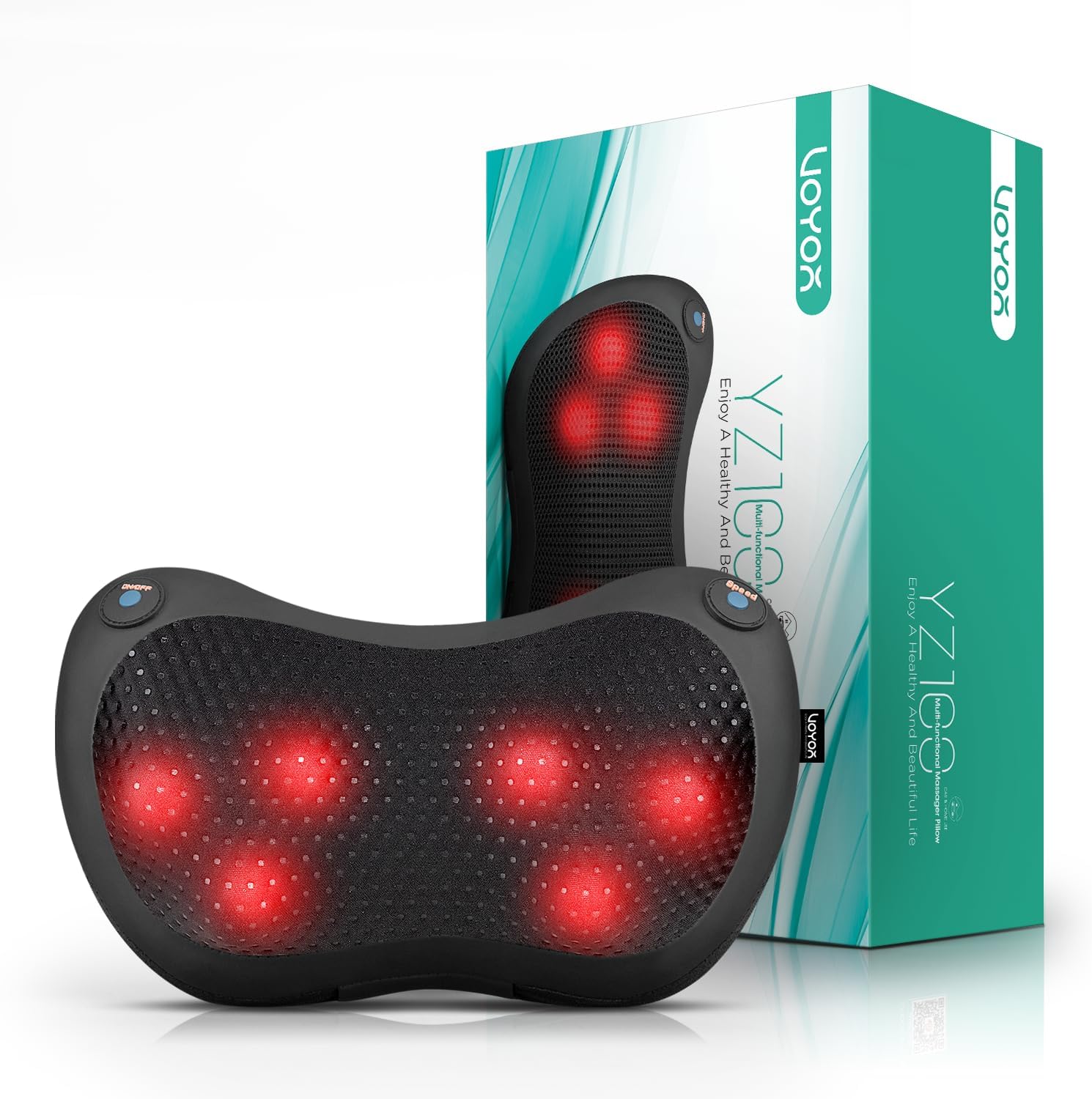 Cuscino Massaggiante Schiena Collo Massaggiatore Elettrico con Surriscaldamento Protezione Tessuti Profondi Sollievo Massaggio per a Casa, Ufficio, Auto (Nero)
