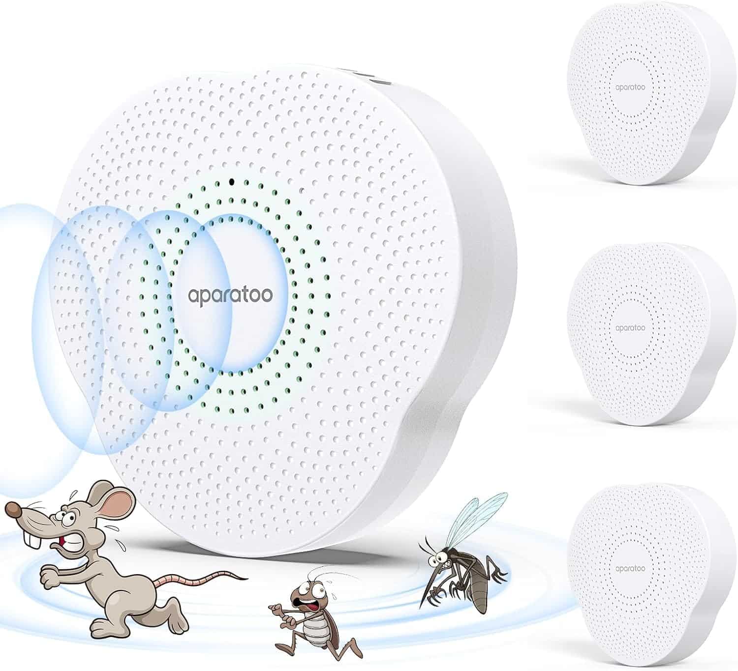 4 Pack Mouse Repellent Ultrasonic 360° Rat Repellent Ultrasonic Ultrasonic Pest Repeller with LED, Ultrasonic Against Rats for Cockroaches, Mice, Flies, Mosquitoes, Spiders, Harmless