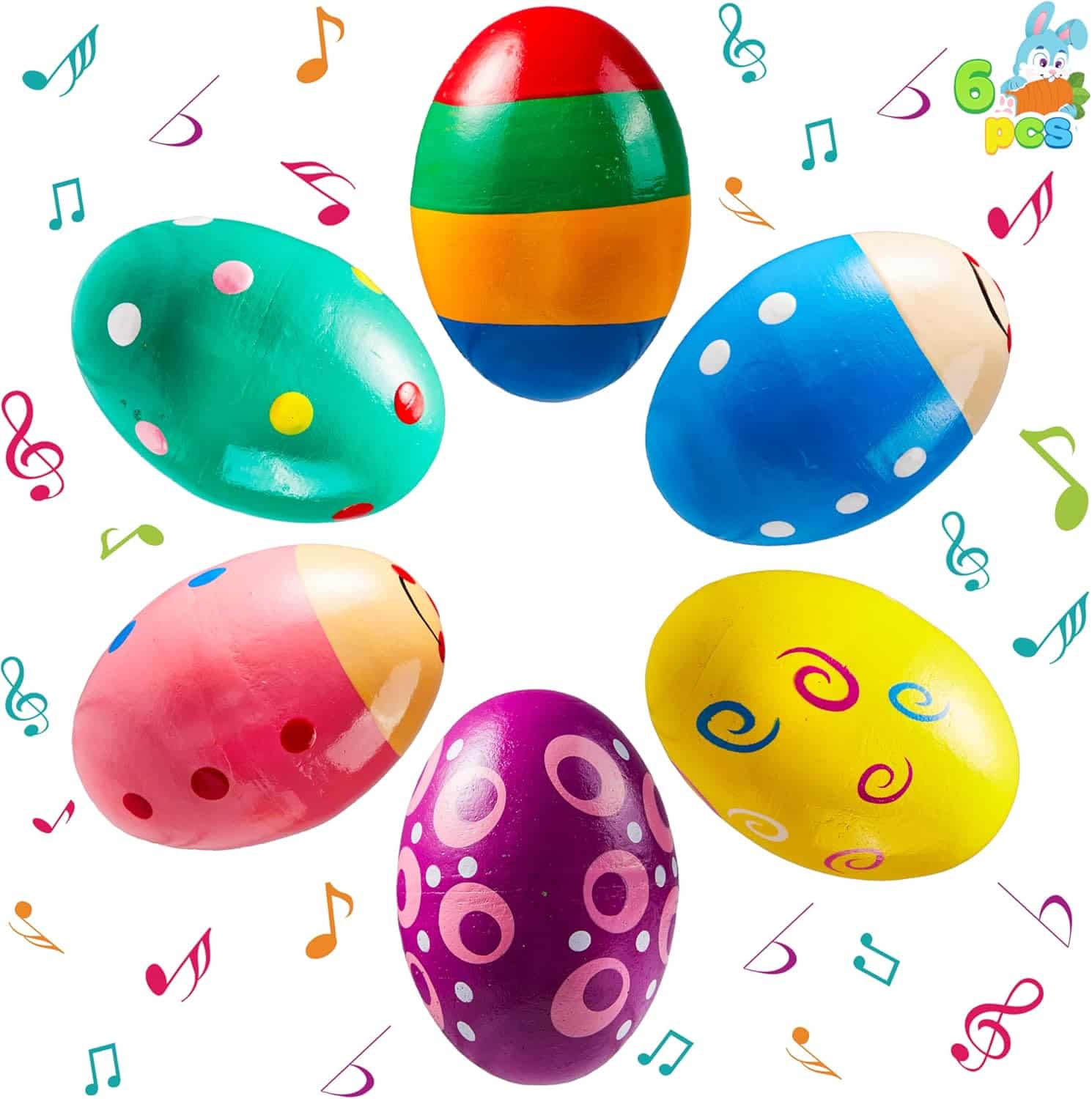 JOYIN Pack of 12 3" Wooden Egg Shakers Maracas Percussion Musical for Party Favours, Classroom Price Deliveries, Musical Instrument, Basket Stuffers Fillers, Easter Hunt