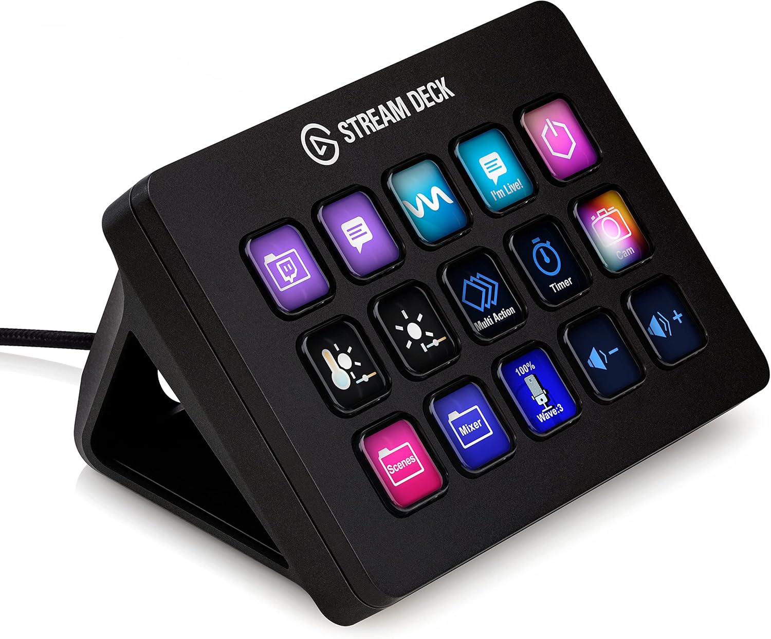 Elgato Stream Deck MK.2 – Controlador de estudio, 15 teclas macro, activa acciones en apps y software como OBS, Twitch, ​YouTube y otros, funciona en Mac y PC, Color Negro