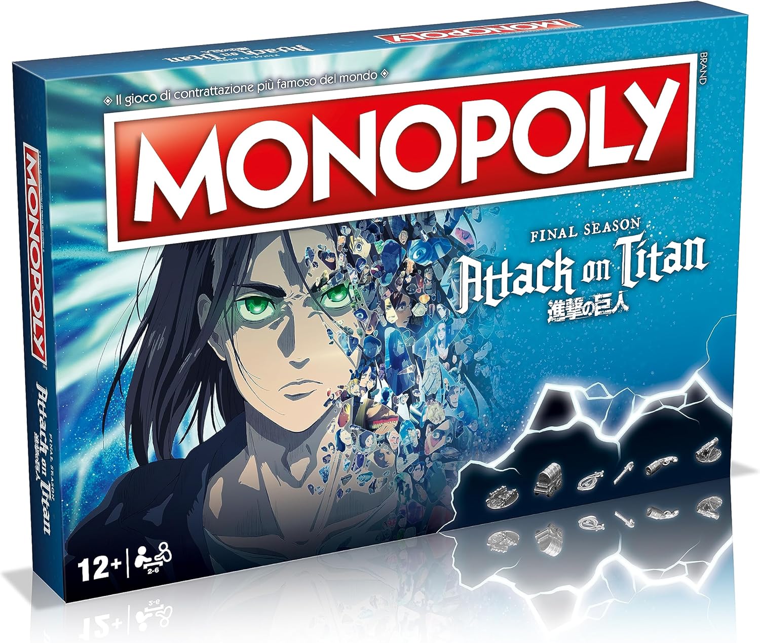 Winning Moves Monopoly Attack on Titan - giochi da tavolo, giochi da tavolo adulti, giochi da tavolo bambini, giochi da tavolo per 2, da 2 a 6 persone, età 12+