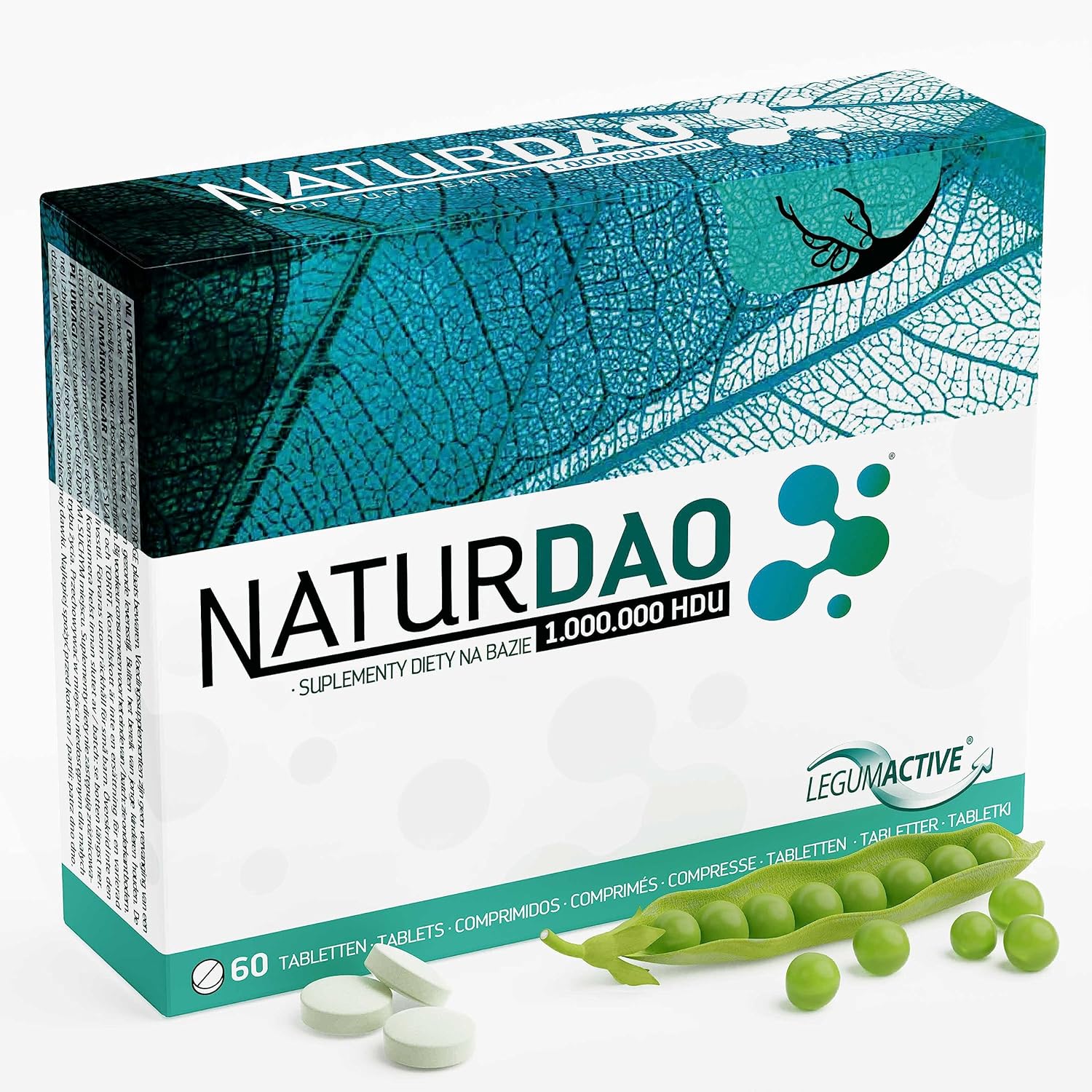 NATURDAO® 60 DAO-tabletter 3.000.000 HDU per dag - perfekt dosering med 1.000.000 HDU per tablett (1 till 3 tabletter/dag) - 100% vegansk DAO - DAO-enzym