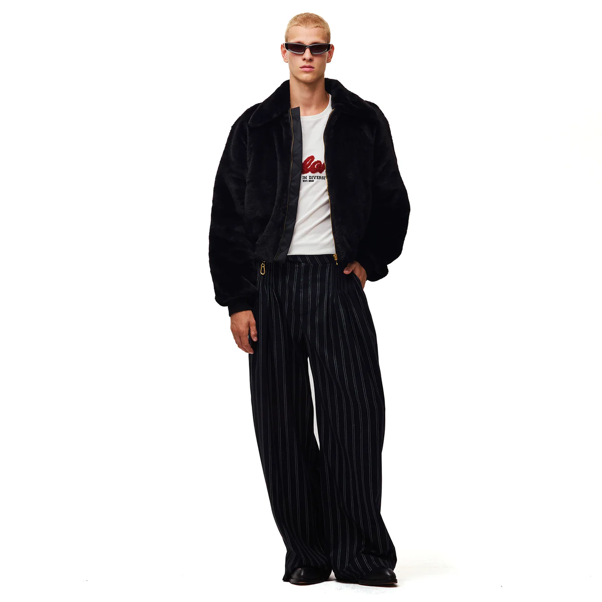 Black Fur Bomber Jacket