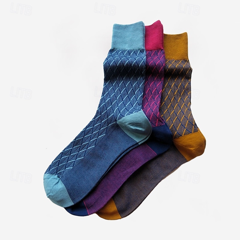 Men's 1 Pair Socks Yellow Red Color Plaid Plaid Checkered Geometry Formal Wedding Party Thin Spring & Fall Knitwear Elegant 2025 - $12.99