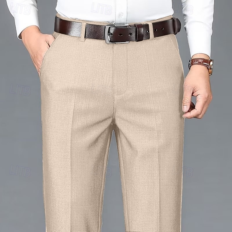 Men's Dress Pants Trousers Slacks Suit Pants Pocket Plain Comfort Breathable Wedding Outdoor Daily Fashion Casual Black Khaki 2025 - $21.99