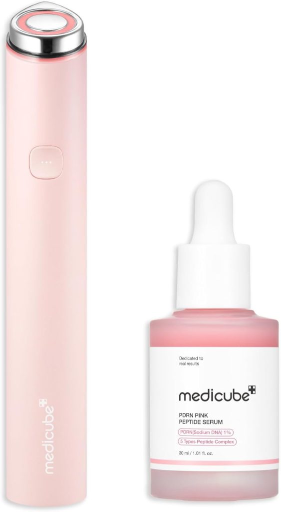medicube Calm and Clear Skin Duo: medicube Mini Booster Pro Pink and Salmon DNA PDRN Pink Peptide Serum