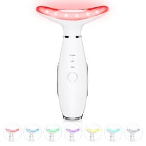 7 Color Neck Face Massager Facial Massager Tool for Skin Care at Home Vibrating Face Massager with Thermals Galvanic Machines White
