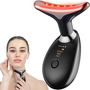 Red Light Therapy for Face Face and Neck Massager Wrinkle Remover with Red Light Therapy for Skin Care Cleansing Rejuvenating and Smoothing Black A MENINA
