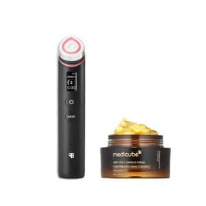 medicube K Viral Duo for Uneven Skin Tone Age R Booster Pro | 6 in 1 Real Glass Glow Device and Deep Vitamin C Golden Capsule Face Moisturizer