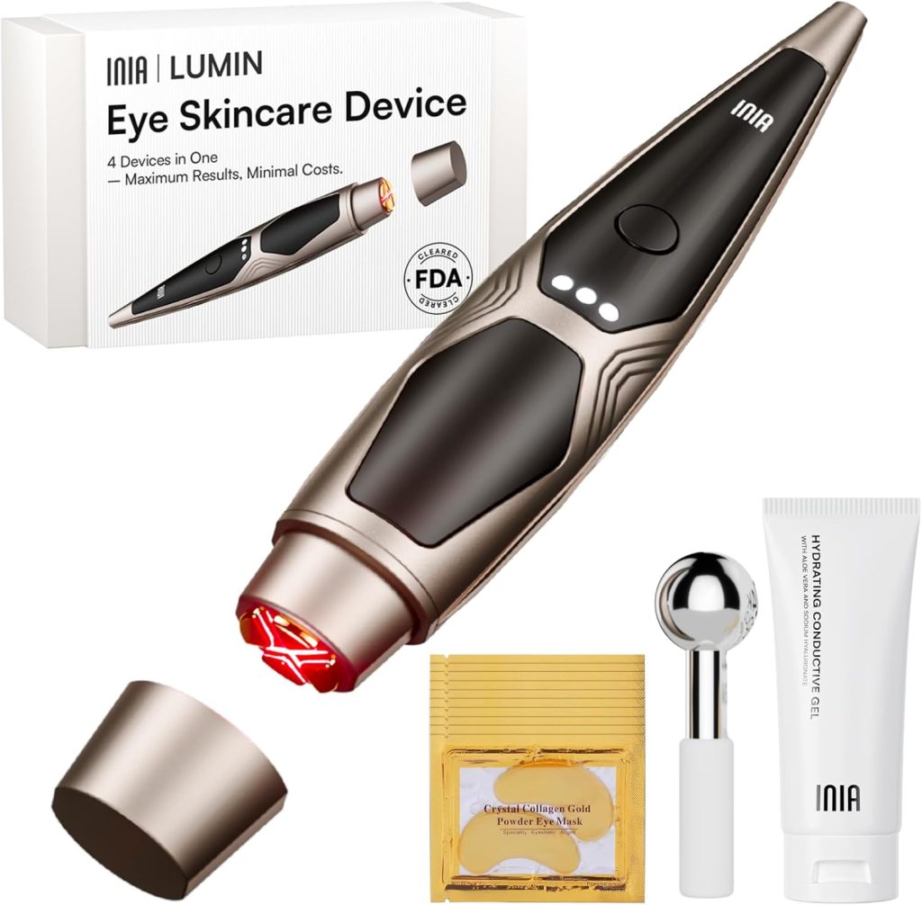 Under-Eye Red Light Therapy for Face, 4-in-1 Beauty Device with Heat, Vibration, Massage & Red Light for Dark Circles, Puffiness & Skin Firming  Enhances Skincare Routine