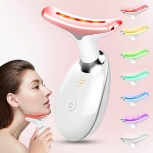 Face Massager Tool Facial Massager 7 Color Facial and Neck Massager Multifunctional Facial Skin Care Tool Face Neck Massager for Daily Skin Care Routine White