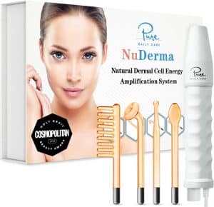 Pure Daily Care NuDerma Handheld Skin Therapy Wand Machine wNeon Anti Aging Skin Tightening Wrinkle Reducing Dark Circles Clarifying Hair Scalp Stimulator