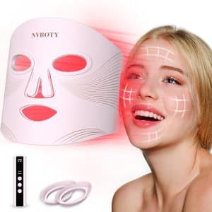 LED Face Mask Light Therapy 4 Modes Portable Red Light Therapy for Face with 2000mAh Rechargeable Remote Blue Orange 850NM Infrared Red Light Mask 400 LEDs for Anti Aging at Home