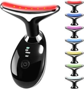 7 in 1 Face Massager Tool for Skin Care Multi Function Electric Red Light Therapy for Face Wrinkles Double Chin Black