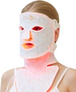 K11 LED Red Light Therapy Mask for Face Neck 7 Color Light Modes with Near Infrared for Anti Aging Skin Care 5 Timer 3 Speed Settings Foldable for Home Travel Skincare