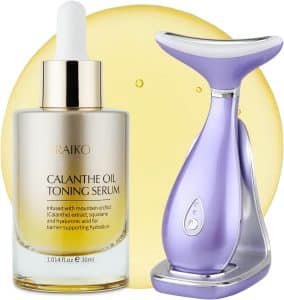 Gua Sha Face Oil Serum Neck Face Massager Duo Lily Violet x Calanthe Facial Oil
