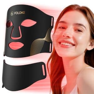 FOLOKE LED Light Therapy Mask Skin Care LEDs face mask neck mask Red Wavelength for Home Use Advanced Skincare Made Easy Licorice