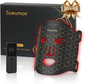 Red Light Therapy for Face 7 Modes LED Face Mask Light Therapy w Rechargeable Remote Near Infrared Red Light Mask w Timing Function for Anti Aging Led Light Therapy at Home Black