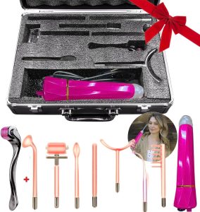 Lift Wand Professional High Frequency Facial Wand Machine Includes 7 Electrodes and Aluminum Case Anti Aging Device Diminish Wrinkles Scars Dark Circles Breakthrough Device for Beauty