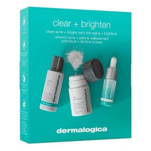 Dermalogica Clear and Brighten Kit 3 Step Facial Skincare Set Includes Face Cleanser Exfoliator and Serum