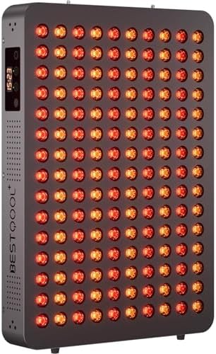 BestQool Red Light Therapy Device, 4 Wavelengths Full Body Near Infrared Light Therapy, Elite Grade Dual Chip 150 LEDs, High Power Output Red Light Panel for Anti-Aging, Pain Relief. 250W.