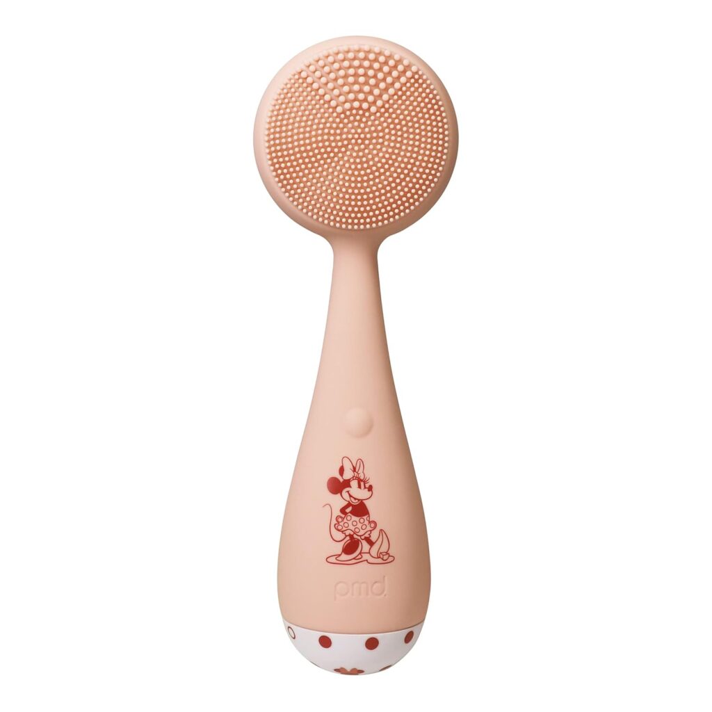 PMD Beauty x Disney Minnie Mouse Clean Pro Jade-Smart Facial Cleansing Device with Silicone Brush & Gemstone ActiveWarmth Anti-Aging Massager-Waterproof-SonicGlow Vibration-Clear Pores & Blackheads