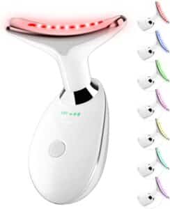 NeckFace Massager with 7 Colors Multi Functional Skincare ToolHome Beauty Device for WrinklesRelaxationFacial MassagerWhite